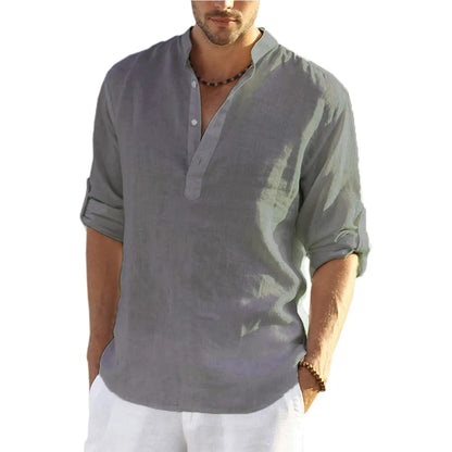 New Men's Casual Shirt, Cotton Linen Shirt,  Loose Tops, Long Sleeve Tee Shirt  for Spring /Autumn.  Casual Handsome Men's Shirts.  Lots of Colors!