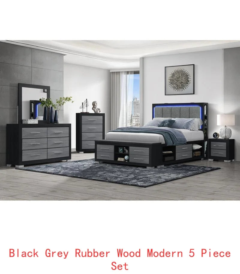 5-Piece Natural White King Bedroom Set