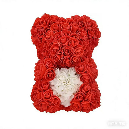 25cm Artificial Teddy Rose Flower Bear with Box.   Romantic Valentines Day Gift for Girlfriend,  Teen , Women Anniversary or Wedding Party