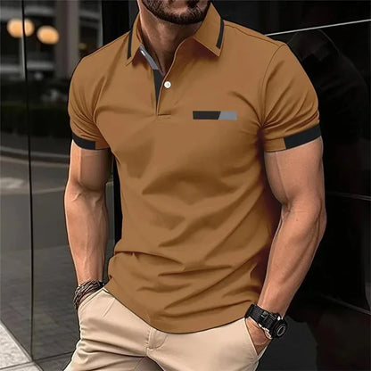 Men's Fitness, Casual Sports T-shirt for Gym,  Running,  Sports. Elastic,  Short-sleeved Polo Shirt, collar, Men's Slim Fit T-shirt