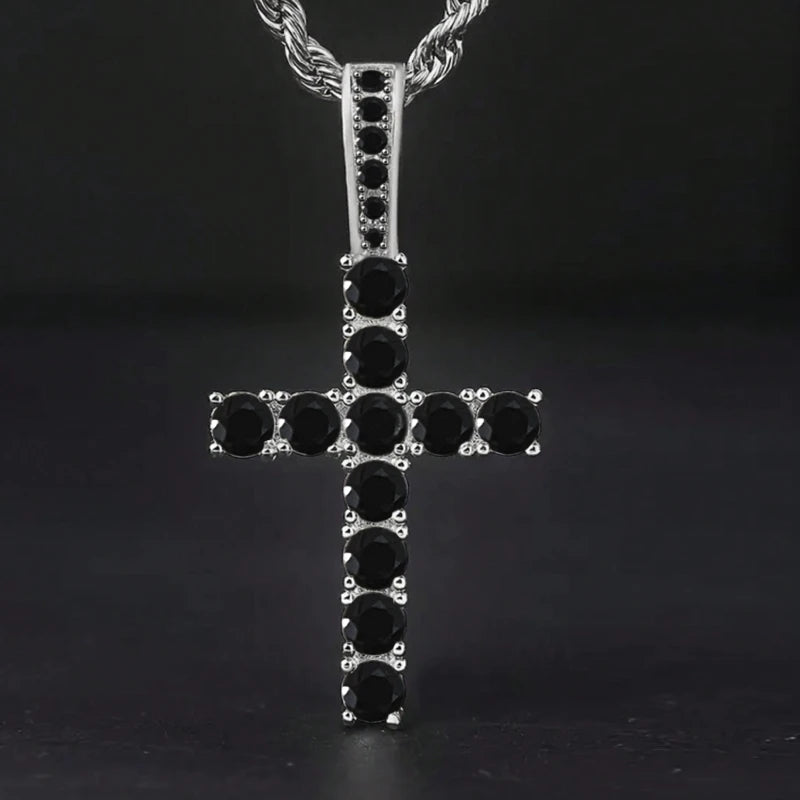 60Cm Twisted Chain Long Necklace for Women/Mens  Fashion Luxury Cubic Zirconia Cross.   Pendant Necklace Gift.