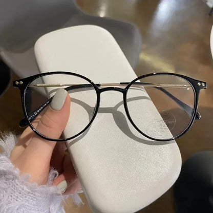 Lady Trendy Finished Myopia Glasses  for Women/Men.   Round Frame Blue Light Blocking Eyewear,Unisex, Retro,  Minus Diopter Eyeglasses.  NO PINK Left,  Make syre you Check availability.  Lots of choices but a lot already gone
