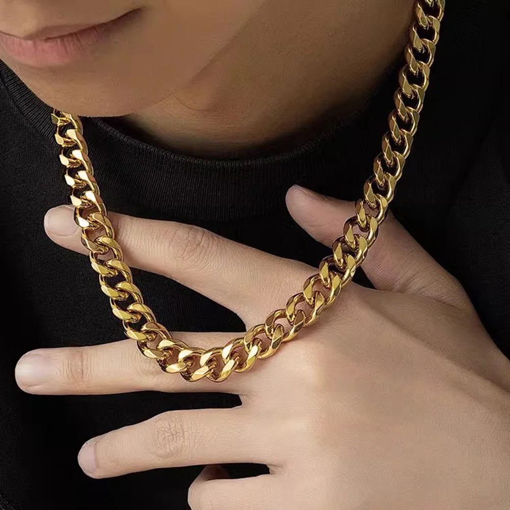 3/5/7mm Stainless Steel Cuban Link Chain Classic Personality Jewelry Simple Fashion Couple Necklace for Men/ Women