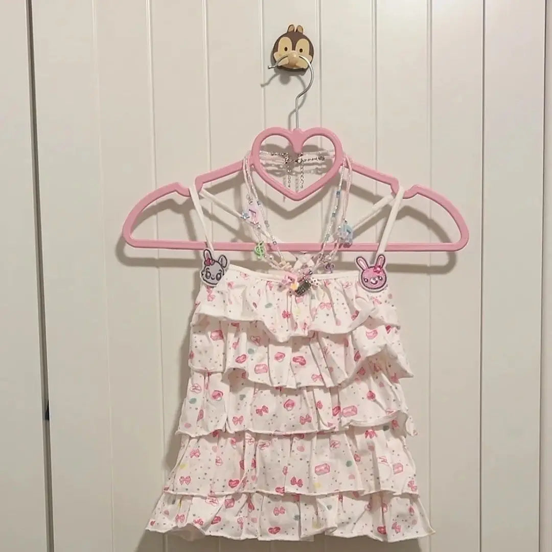 Sweet Crop Tops Print T-shirt,  Lolita Aesthetic, Tees /Bows on Tank Tops Vintage Women/ Girls Tops