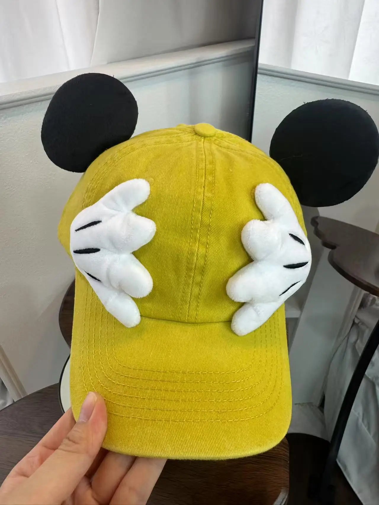 Cute Cartoon Mouse Ear Baseball Caps Adjustable Snapback Hat Outdoor Sports Travel Sun Hat with Curved Brim for Adult Teens.  RED and BLUE are gone. PINK, BLACK, PURPLE are most available.