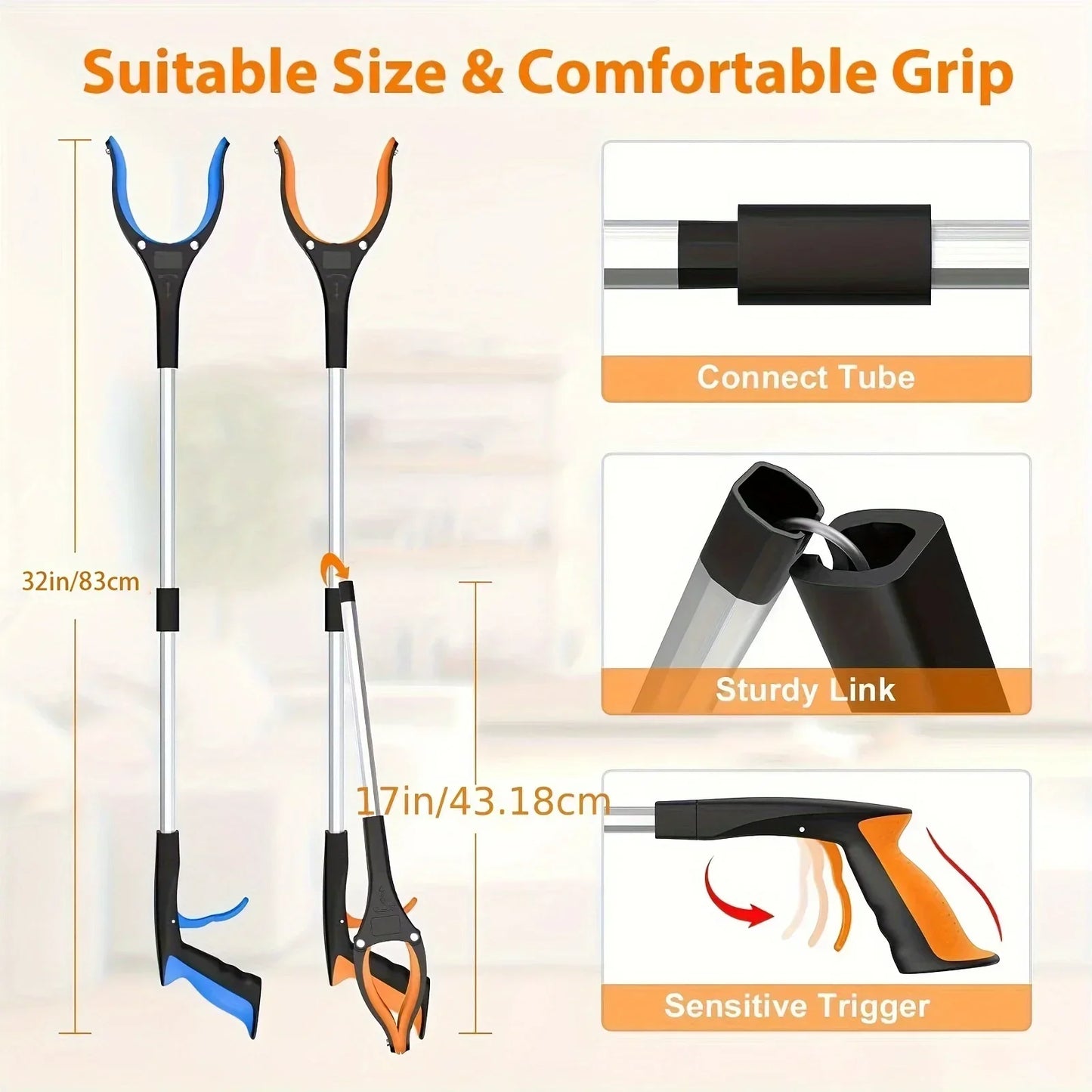 Garbage Picker Gripper With 360 ° Rotating Clip, 32 Inch Lightweight, Heavy-Duty Gripper, Grabbing Tool