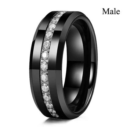 Charming Couples Rings . Romantic Womens Red Rhinestones Ring Set . Trendy Mens Stainless Steel Celtic Dragon Rings, Wedding Band Jewelry, Couples Rings, MOTHER and FATHERS DAY Gift