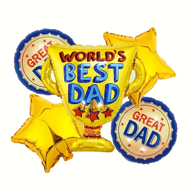 1 set  of Large "Best Dad "Trophy Foil Balloons for  Father's Day. Trophy Balloons for  Father's Day Party Decorations .