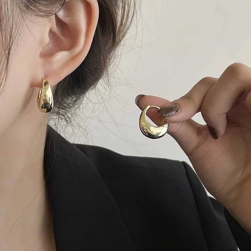 Stainless Steel Gold Color Circle Hoop Earrings for Women Simple Cubic Zircon Double Ring Earring Cartilage Piercing Jewelry