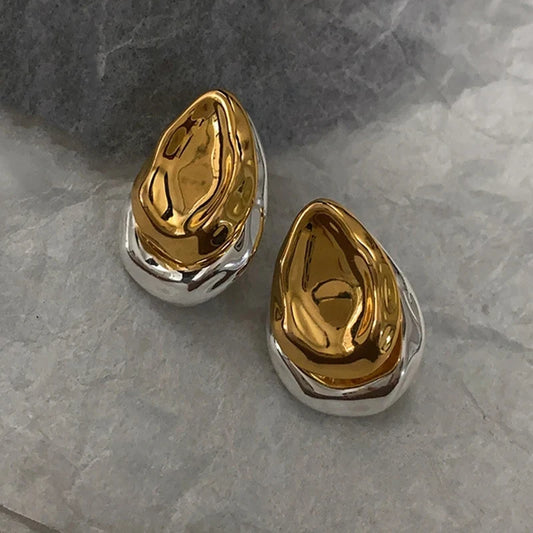 Stainless Steel Vintage Droplet Metal Splice Stud Earrings for Women  on MOTHERS DAY. Two Wear ways. Mix Color New Accessory Charm Luxury Jewelry