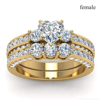 Fashion Couple Rings Men's CZ Stainless Steel Ring, Womens  Heart Cut Crystal Rhinestones Ring Set Wedding  Annniversary, Engagement Jewelry