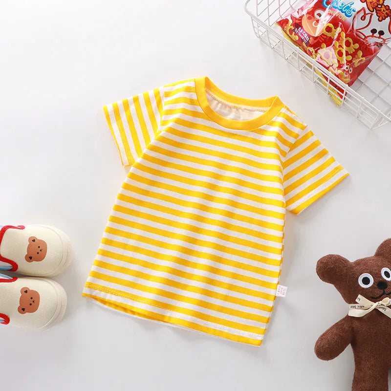100% Cotton Striped T Shirt for Kids Boys, Baby,  Red Shirt,  Boy/Girls. Tops Base Shirts,   Children's Clothes 2026
