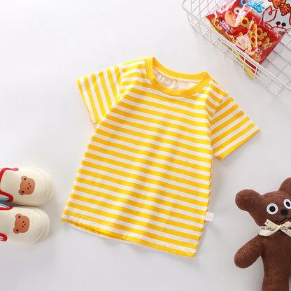 100% Cotton Striped T Shirt for Kids Boys, Baby,  Red Shirt,  Boy/Girls. Tops Base Shirts,   Children's Clothes 2026