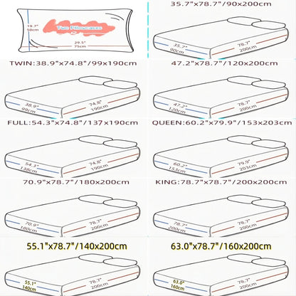Kuup Polyester 3pcs Solid Color Queen Size Bedding Set - Fitted Sheet & Pillowcases with Elastic Band Mattress Cover