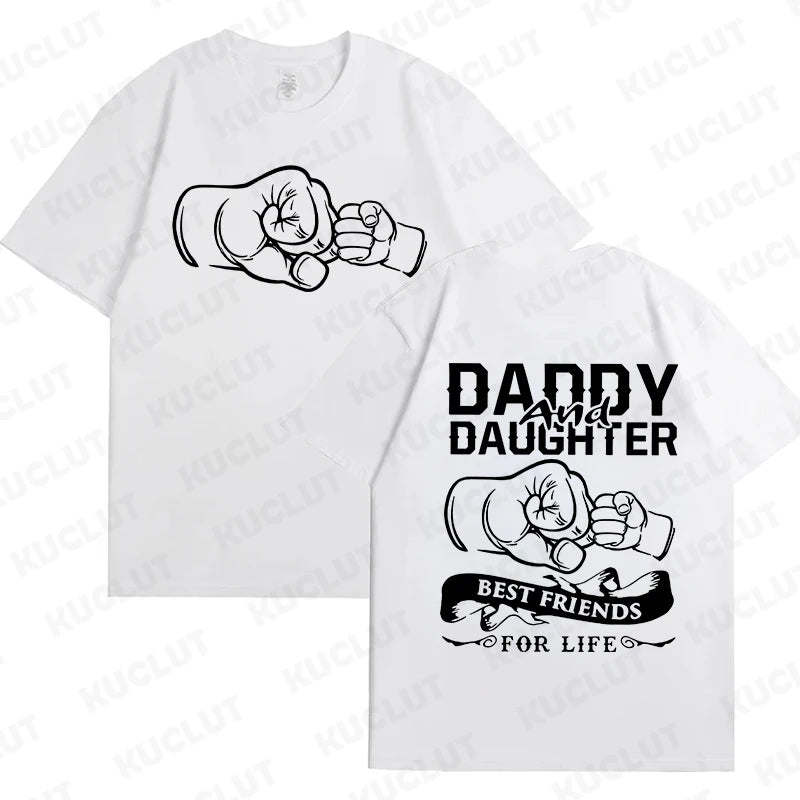 Fashion Family Matching Outfits.   Daddy and Daughter T-Shirts,  Oversized Tops for Father's Day Gift, Short Sleeve Tees ,Kids Clothing