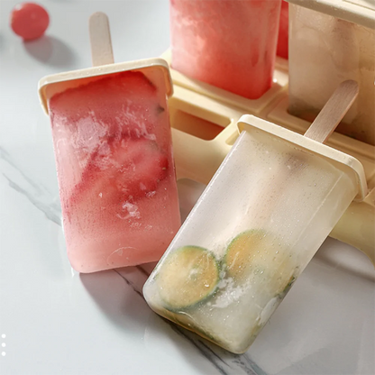 Ice Cream Popsicle Mold, DIY Ice Cream Machine,  Homemade Ice Box with Plastic Stick,  Ice-lolly Mold, Ice Cube Tray.