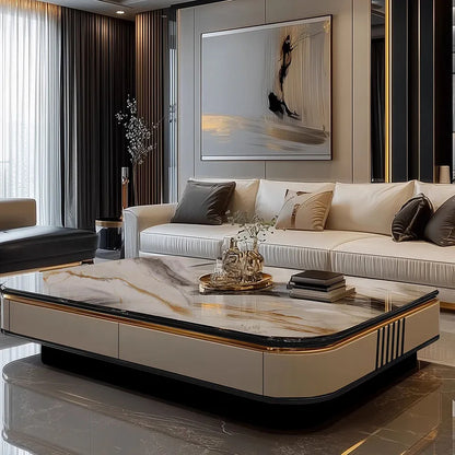 Italian Luxury Coffee Table for Living Room. Modern,  Clear Mechanism for Coffee Table. Aesthetic Unique Lounge Suite Furniture