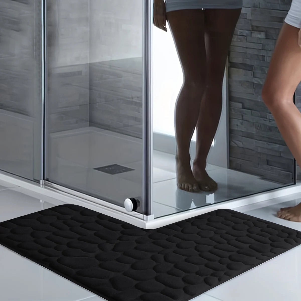For L-shaped shower room, embossed , absorbent foot mat,  thick non-slip showe entrance mat