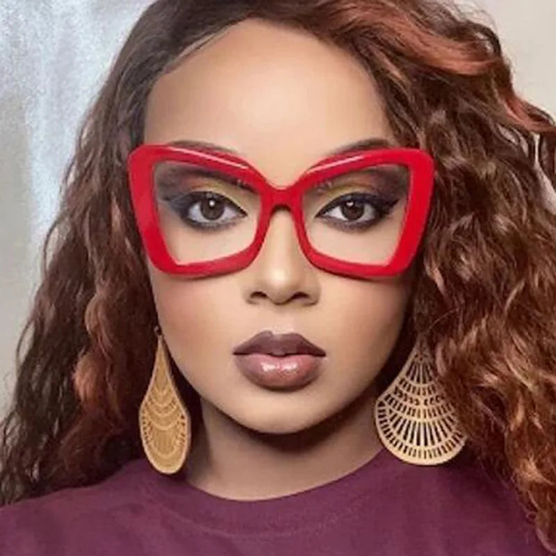New Large-Frame Polygonal Irregular Flat-Frame Glasses.   Fashion Women's Butterfly Frame.  Glasses with   Anti-Blue Light.
