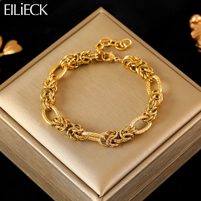 Stainless Steel Twisted Bracelet Bangles For Women.  Trendy 18K Gold Plated Wrist Chain,  Waterproof Jewelry Gift for MOTHERS DAY GIFT!!!