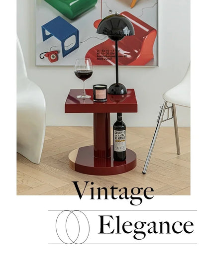 Creative Solid Wood Sofa Side Table, Red Coffee Table, Home Furniture