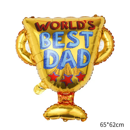 1 set  of Large "Best Dad "Trophy Foil Balloons for  Father's Day. Trophy Balloons for  Father's Day Party Decorations .