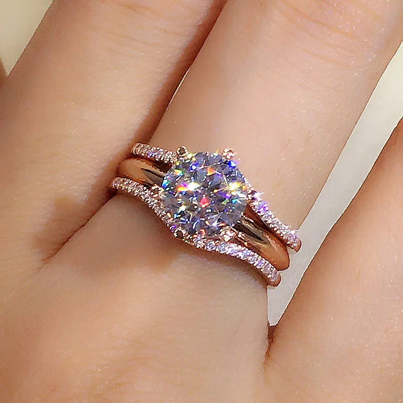 Unique Rose Gold Color Rings for Women.  Classic 6 Claws Designed,  for  Cubic Zirconia Rings  for Wedding /Engagement Bands
