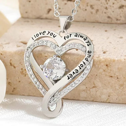 Elegant Style Heart shaped Pendant Necklace.  Hollow Design Mother's Day Gift.