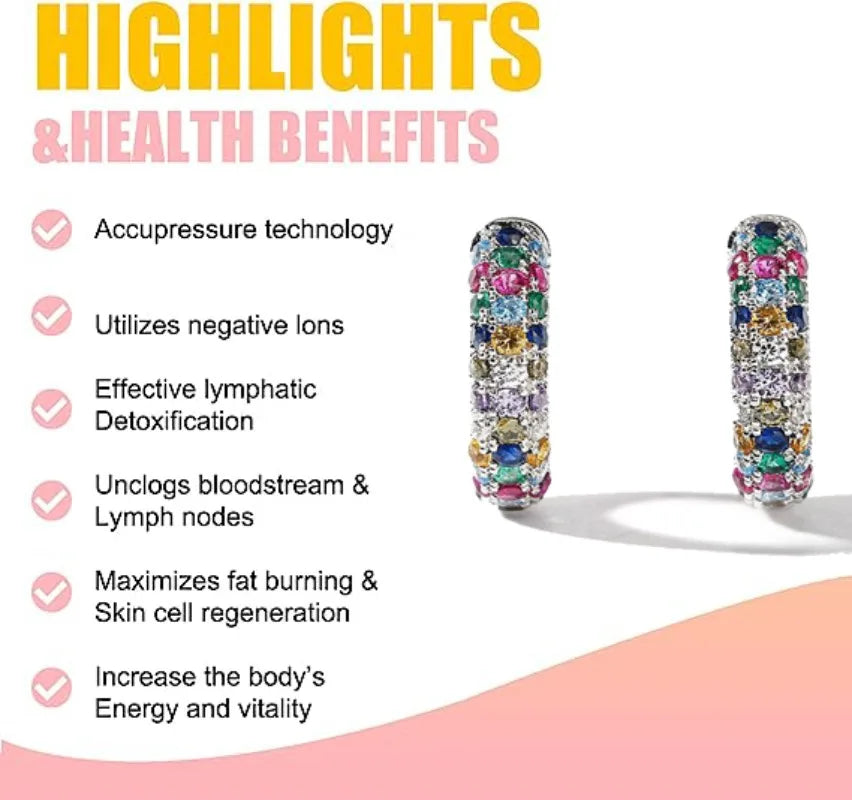Crystal Lymphatic Drainage Earrings with Colorful Crystal.   Round Hoop Earrings Fashion .  Magnet-therapy,  Weight Loss Slimming Jewelry.  #WA4114-1 is the one you can get for sure.  Others are really low.