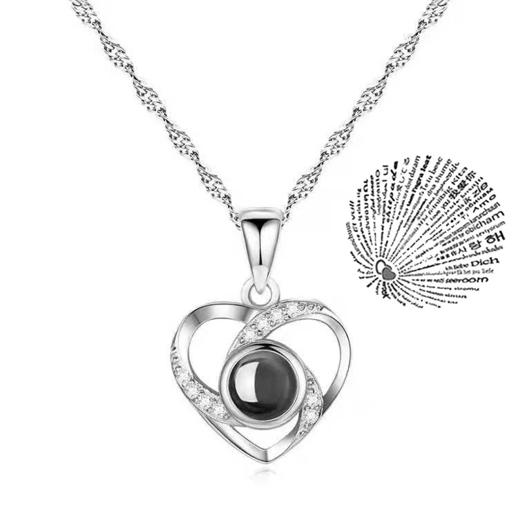 Love Heart Necklace  IN 100 Languages FOR  " I Love You".   Projection Pendant Jewelry For Mom Girlfriend Birthday Christmas Romantic Gifts