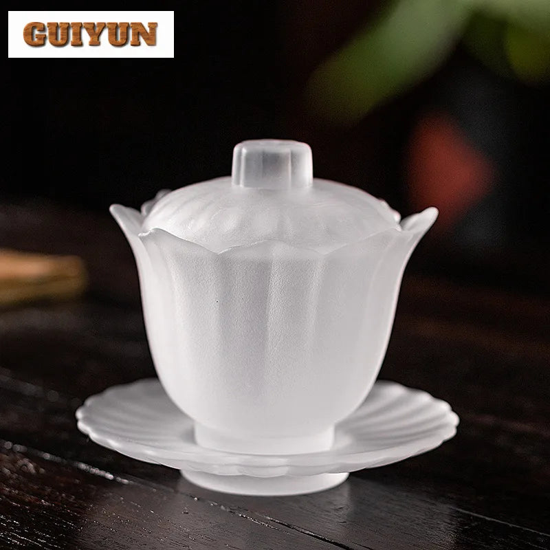 High-end Transparent Thick Glass Tea Tureen,  Tea Maker,  Dispenser,  Cover Bowl,  Tea Bowl With Saucer Set