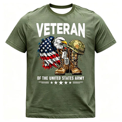 US Army"Veteran" Eagle American Flag T-Shirt, Patriotic Military , Casual Short Sleeve Top for Men.  Lots of Choices and there are sizing charts.