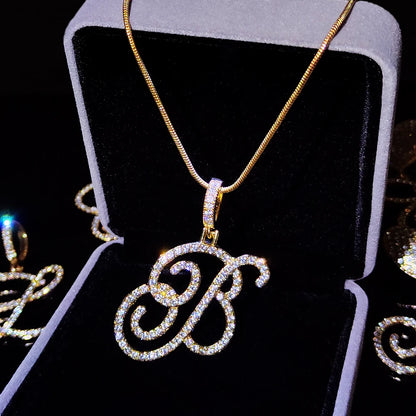 New A-Z Cursive Initial Letter Name Pendant Necklace For Women.  Great MOTHERS DAY  Gift!!! Simple Rope Chain Letter Necklace.