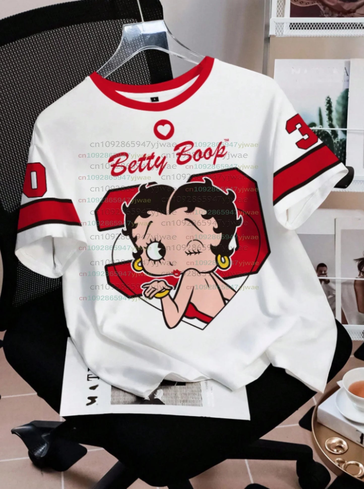 2026 Cartoon duck Betty Boop  Print.  UNISEX short Sleeve T-Shirt, Casual 3d Print,  Transitional tops from Summer to fall. Sport Tops/ T-shirt