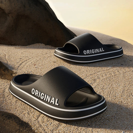 Womens " Letter " Slippers, Beach Slides  IN Solid Colors.  Mens Thick Sole Indoor Bathroom Anti Slip Shoes, Summer Sandals
