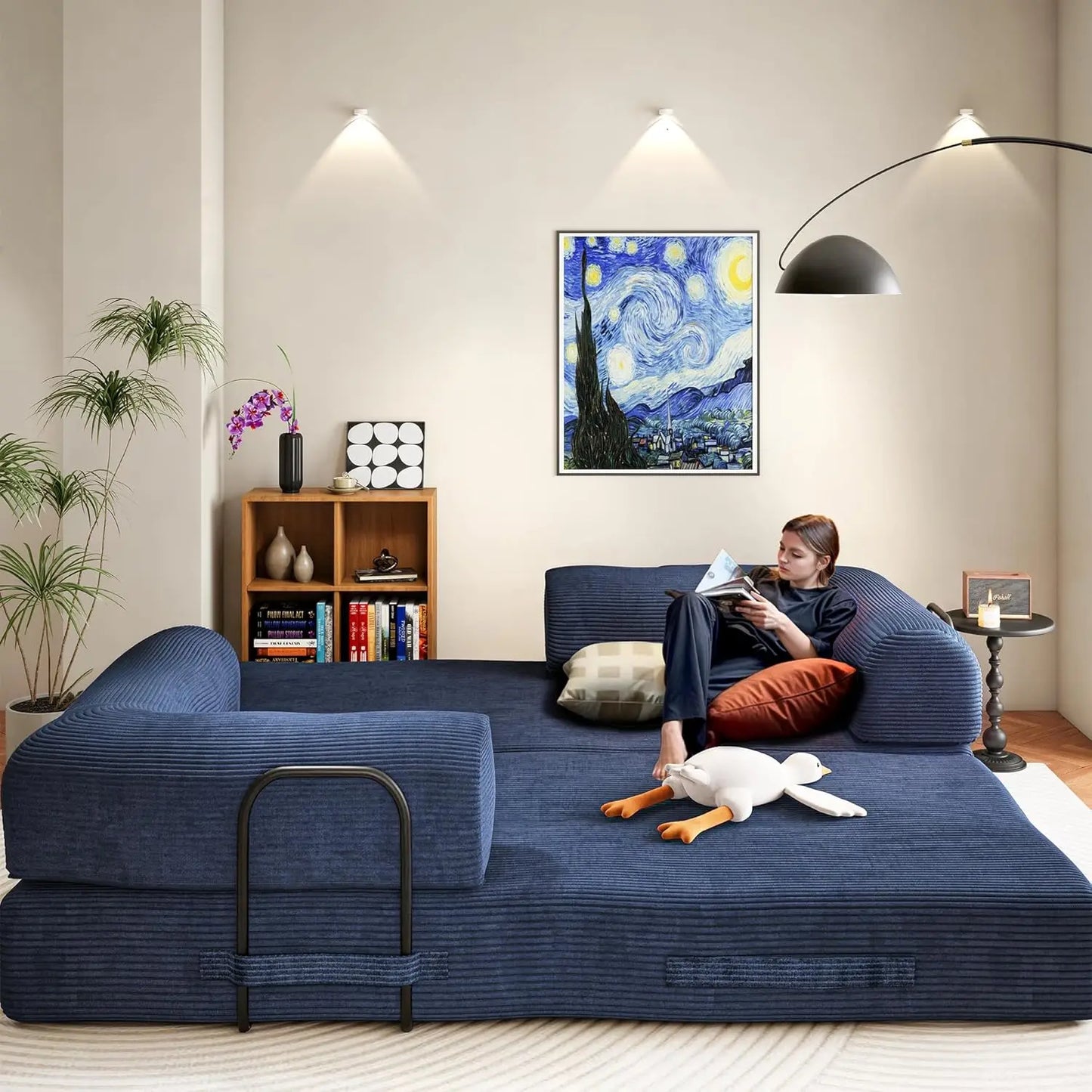 79" Convertible Sofa Bed, Boneless Corduroy Sleeper,  Foldable Modular Couch, Memory Foam Compressed Sofa in A Box, Customized