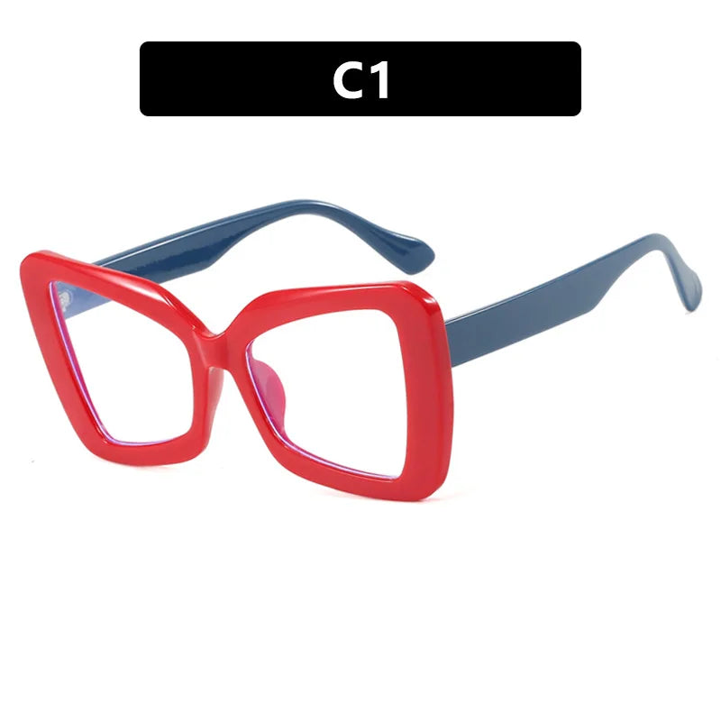 New Large-Frame Polygonal Irregular Flat-Frame Glasses.   Fashion Women's Butterfly Frame.  Glasses with   Anti-Blue Light.