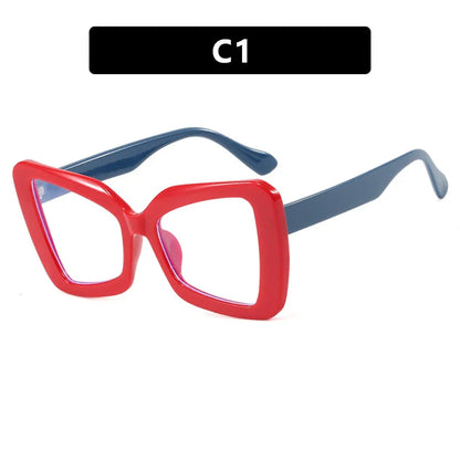 New Large-Frame Polygonal Irregular Flat-Frame Glasses.   Fashion Women's Butterfly Frame.  Glasses with   Anti-Blue Light.