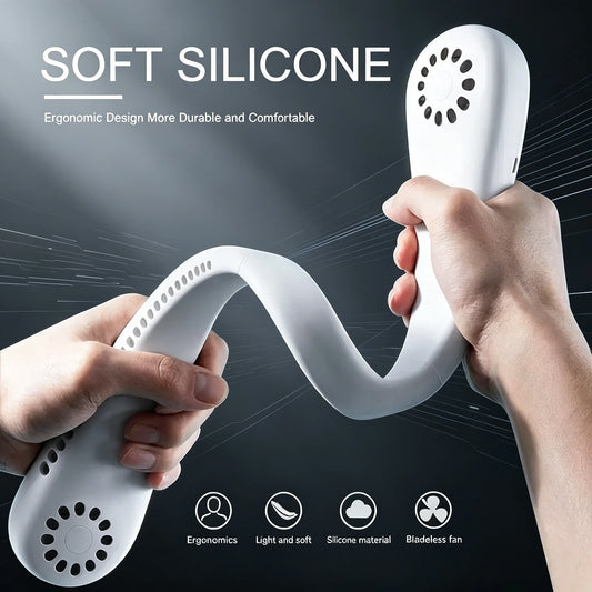 Hands Free Neck Fan Portable USB Rechargeable Bladeless Cooling Fan , Quiet,  Wearable Fan for Summer Travel,  3 Speed. " WHITE" :COLOR ONLY!!!