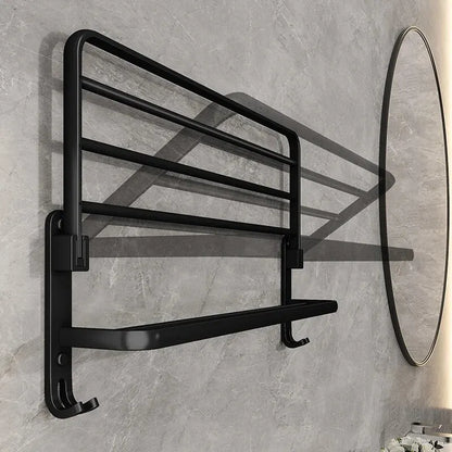 Matte Black 50CM Folding Holder With Hook, Towel Holder,  Wall Mount AluminumTowel Rack
