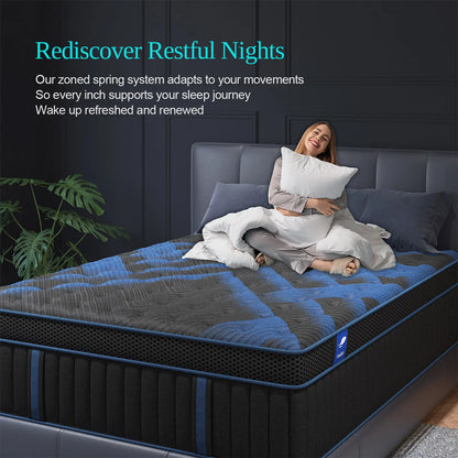 12"Gel Memory Foam , Hybrid Pocket Spring Mattress,  Twin/ Full/ Queen /King Bed Mattress In A Box, Medium Firm Motion Isolation