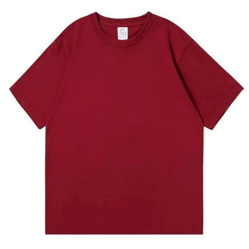 Black, White, COLORS,  GSM 500g Heavy-duty Pure Cotton T-shirt,  Thickened,  Threaded,  Round Neck,Short Sleeves,Half Sleeve Tees.
