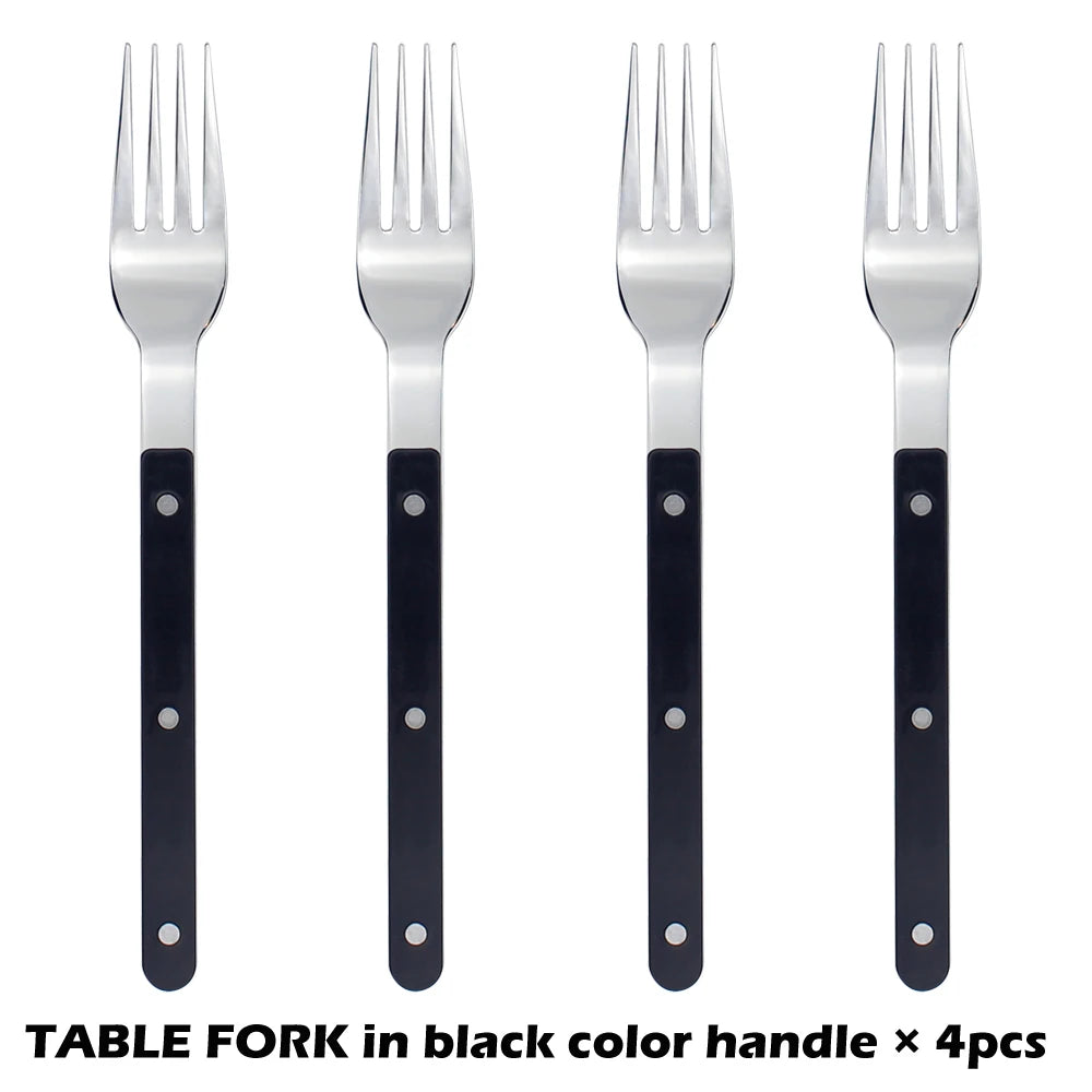 Fashionable Design Top Mirror Polishing Cutlery Sets of Stainless Steel 18/8(304) ABS Handle With Rivets Silverware Set For Kitchen and everday  serving