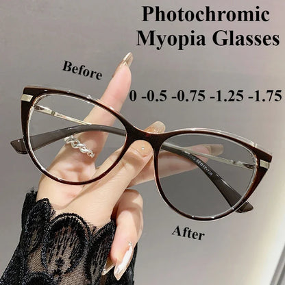 .  -0 -0.5 -0.75 Photosensitive Myopia Glasses Cat Eye Anti Blue Light/myopia Glasses Flat Metal Eyeglass Frame for Myopia Glasses. If Color/RX choices are missing, maybe you can just find a different color than your FAV.  Th