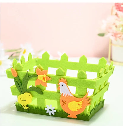 2025 Non-woven Fabric Easter Basket,  Kids Color Eggs Bucket, Welcome Spring Insect Butterfly Party, Happy Easter