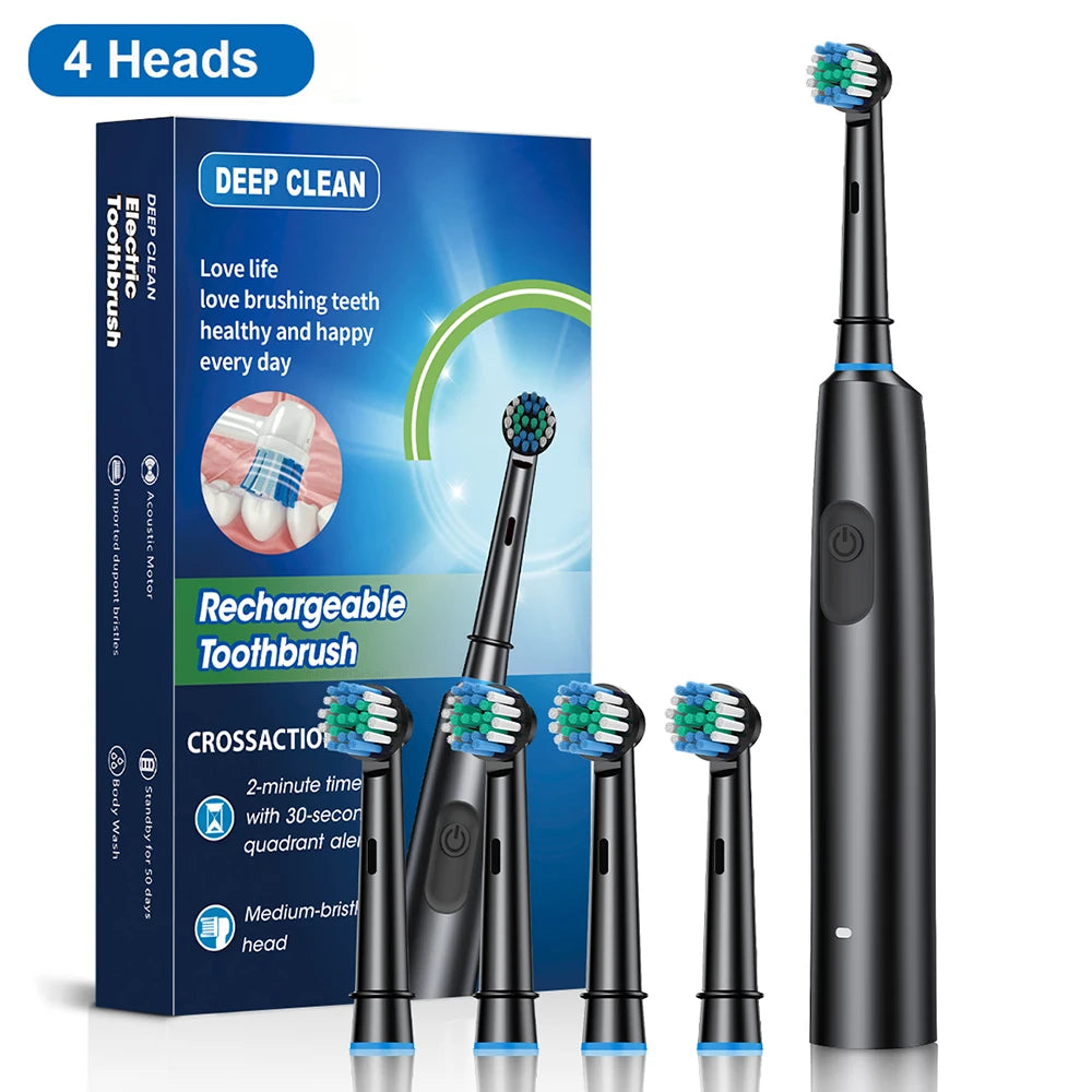 Electric Toothbrush with Rotar Motion, Rechargeable Electric Toothbrush for Adults,  Rotating Electric Toothbrushes with 8 Soft Brush Heads
