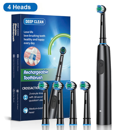 Electric Toothbrush with Rotar Motion, Rechargeable Electric Toothbrush for Adults,  Rotating Electric Toothbrushes with 8 Soft Brush Heads