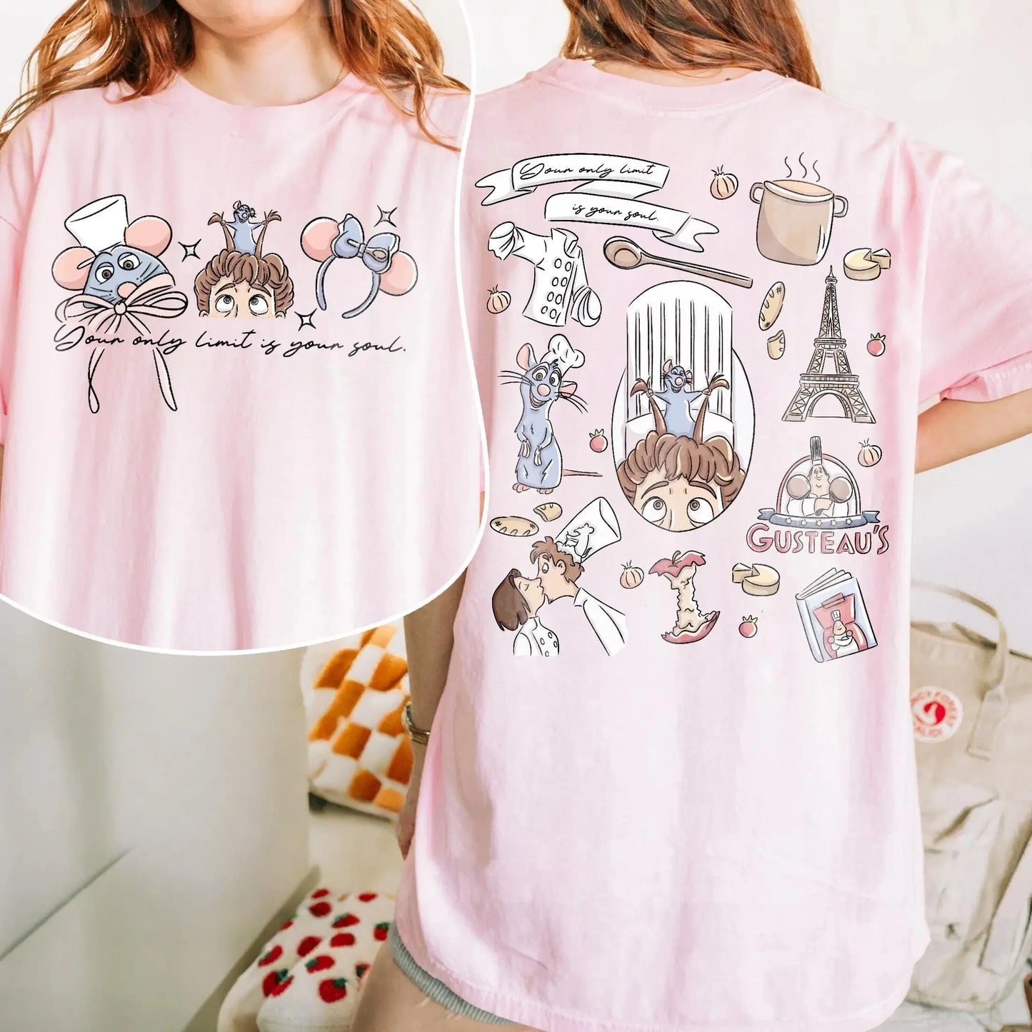 Adult and Children's Ratatouille,  Double-sided Cartoon Print,  Pure Cotton T-shirt, A Must-have for Childhood, Food /Animation /Fans