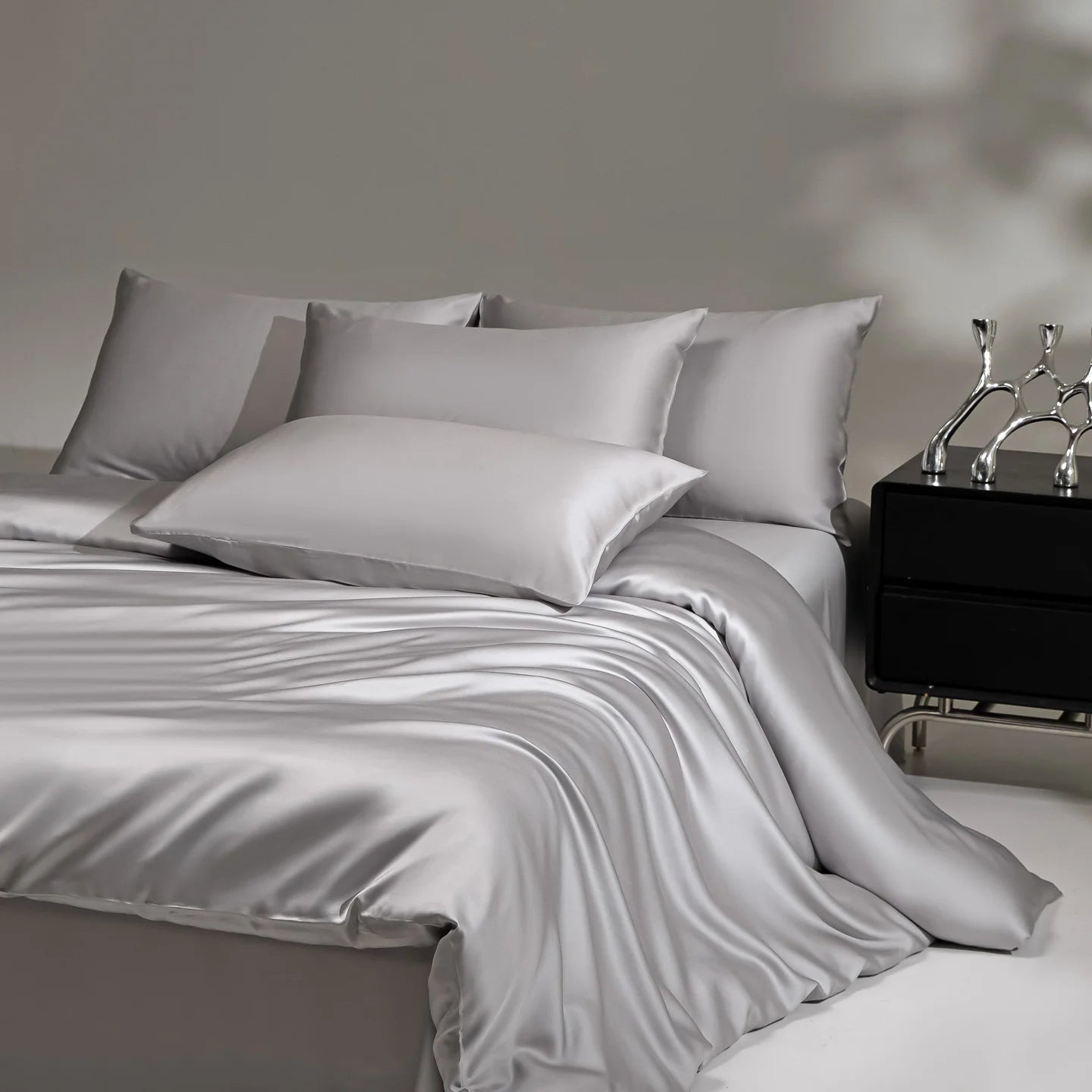 100% Mulberry Silk Bedding Set, Silk Quilt Cover Set,  Flat Sheet /Fitted Sheet,  Pillowcase Single Double King Duvet Cover Gift Box