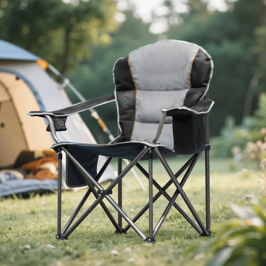 Heavy Duty Camping Chair,  450lbs Capacity,  Portable Folding Chair with Cup Holder,  Sturdy Steel Frame, Outdoor Chair for Camping